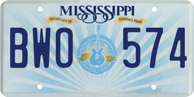 MS license plate BWO574