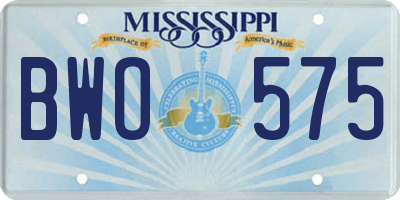 MS license plate BWO575
