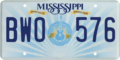 MS license plate BWO576