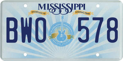 MS license plate BWO578