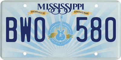 MS license plate BWO580
