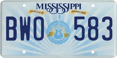 MS license plate BWO583