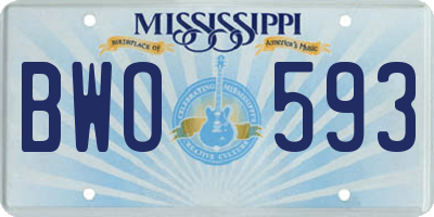 MS license plate BWO593