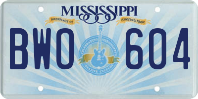 MS license plate BWO604