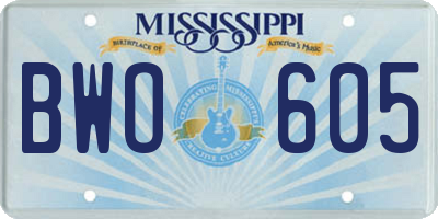 MS license plate BWO605