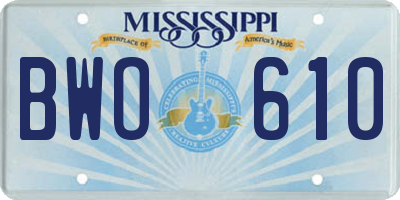 MS license plate BWO610