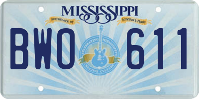 MS license plate BWO611