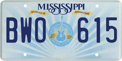 MS license plate BWO615