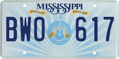 MS license plate BWO617