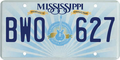 MS license plate BWO627