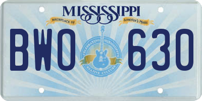 MS license plate BWO630