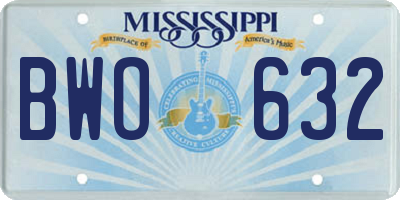 MS license plate BWO632