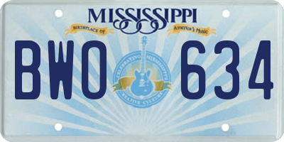 MS license plate BWO634