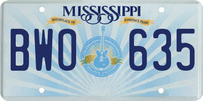 MS license plate BWO635