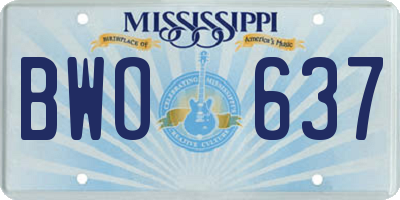 MS license plate BWO637