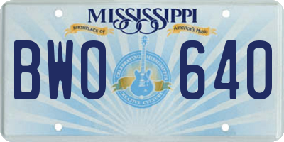 MS license plate BWO640