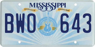 MS license plate BWO643
