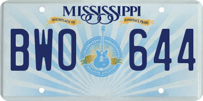 MS license plate BWO644