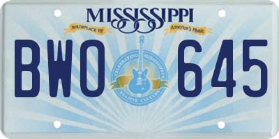 MS license plate BWO645