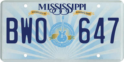 MS license plate BWO647