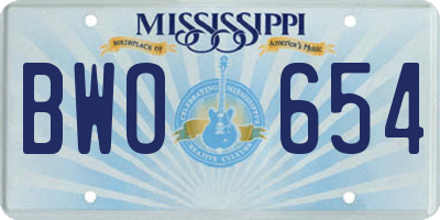 MS license plate BWO654