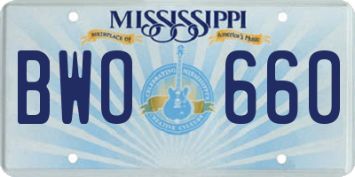 MS license plate BWO660