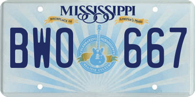 MS license plate BWO667