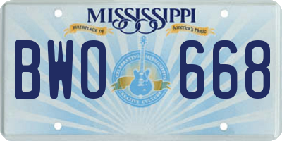 MS license plate BWO668
