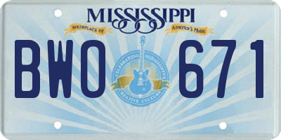 MS license plate BWO671