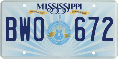 MS license plate BWO672