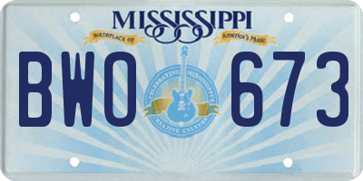 MS license plate BWO673