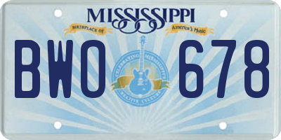 MS license plate BWO678