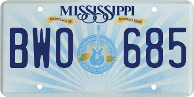 MS license plate BWO685