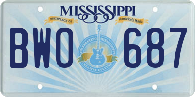 MS license plate BWO687