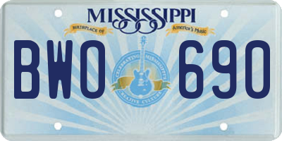 MS license plate BWO690