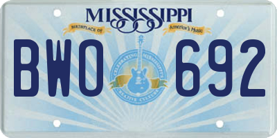 MS license plate BWO692