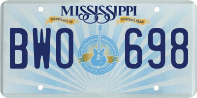 MS license plate BWO698