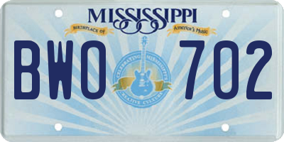 MS license plate BWO702