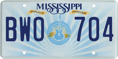 MS license plate BWO704