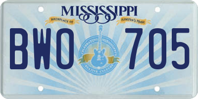MS license plate BWO705