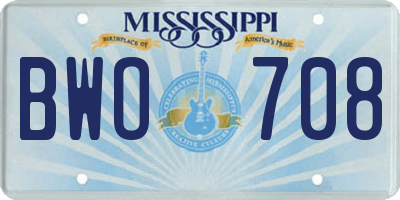 MS license plate BWO708