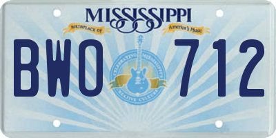 MS license plate BWO712