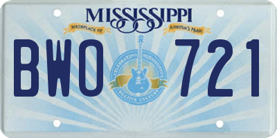 MS license plate BWO721