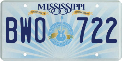 MS license plate BWO722