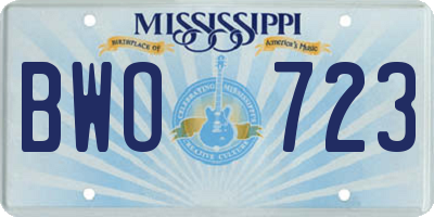 MS license plate BWO723