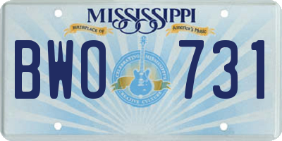 MS license plate BWO731