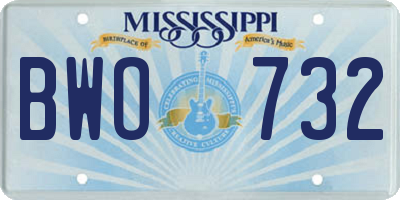 MS license plate BWO732