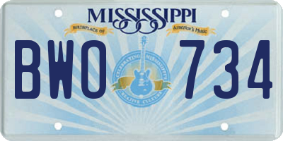 MS license plate BWO734
