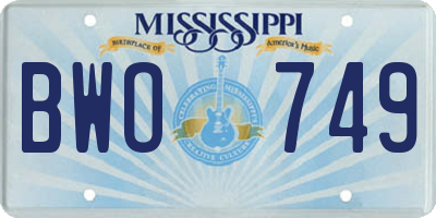 MS license plate BWO749