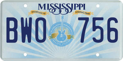 MS license plate BWO756